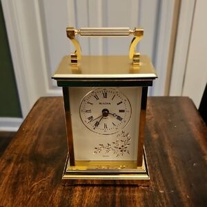 Bulova Gold Floral Table Clock